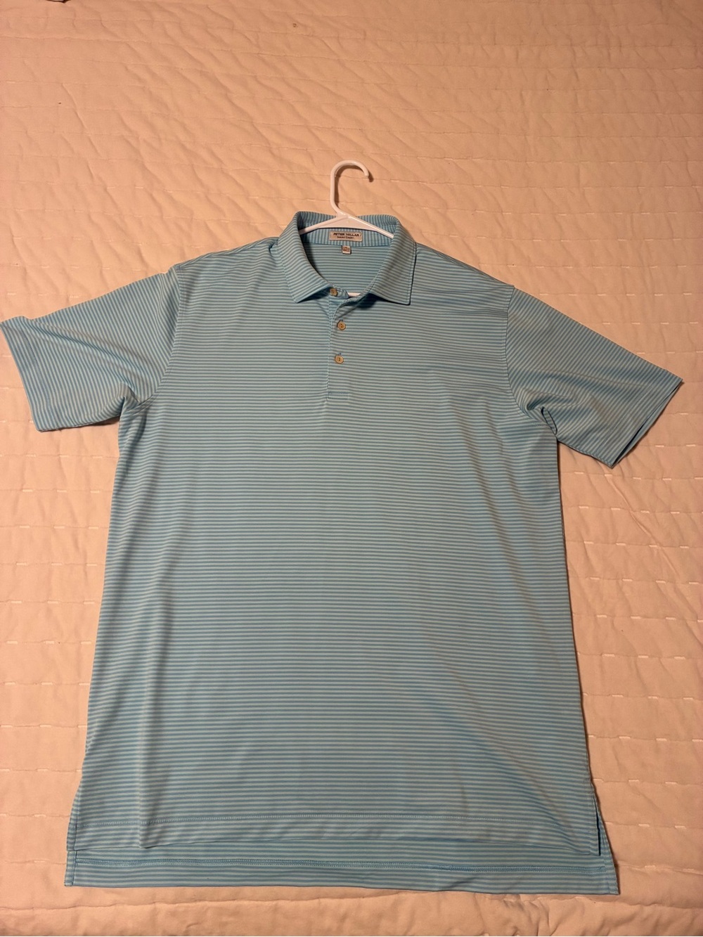 Peter Millar Lightweight Striped Polo Shirt - Light Blue/Turquoise